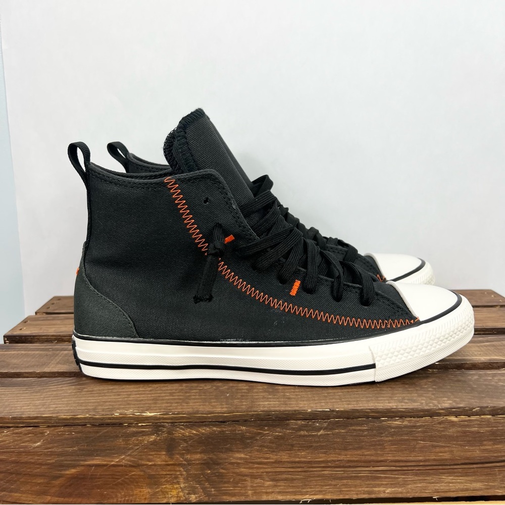 Converse Black Canvas High-Top Sneakers with White Toe
